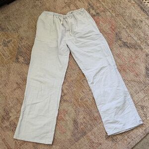 Brandy Melville Men's Pinstripe Joggers - White and Blue